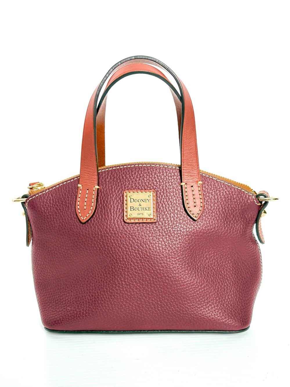 Dooney & Bourke Bag Pebbled Leather Mini Satchel Burgundy Zip Top Purse NWOT